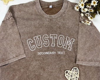 Custom Embroidered T-shirt, Personalized Embroidered T-Shirts, Embroidered Tee Vintage Top Embroidered Text Crew Neck Sweater, Gift for Him