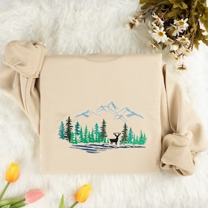 The Deer National Park Embroidered Sweatshirt | National Park t-shirt | Embroidered Hoodie | National Park Sweater | Crew Neck Sweatshirt