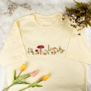 Mushroom Embroidered T-shirt | Mushrooms Embroidered T-shirt