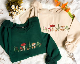 Mushrooms Embroidered Sweatshirt | Mushrooms Embroidered T-shirt | Mushrooms Embroidered Hoodie | Mushrooms Sweater | Crew Neck Sweatshirt