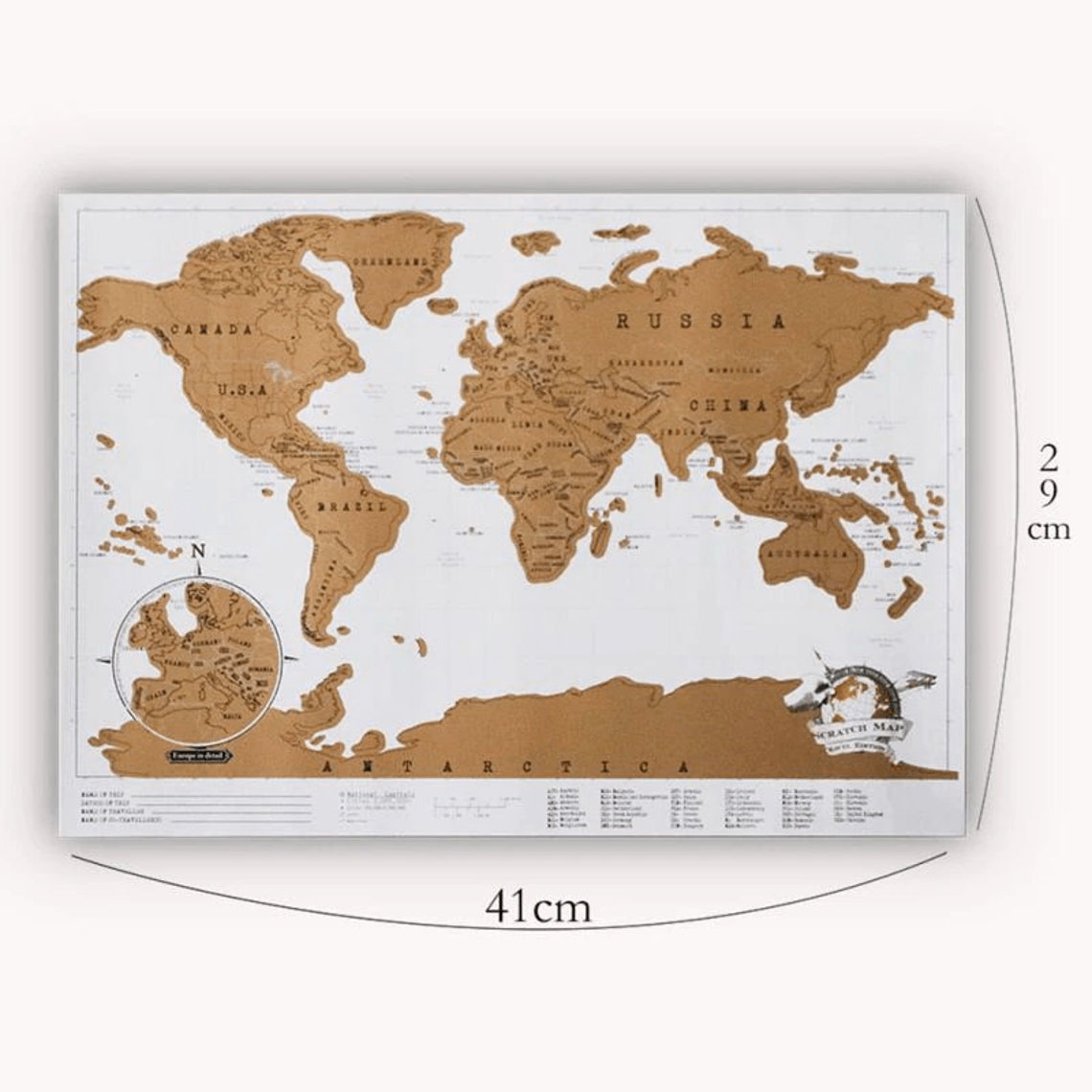 World map wall art Scratch off plan of the global Easy | Etsy