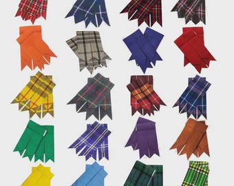 Scottish Kilt Socks Flashes, Highland Kilt Hose Accents, Acrylic Tartan Patterns