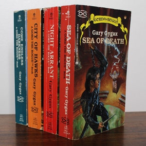 Gord the Rogue Book Set by Gary Gygax - Sea of Death, Night Arrant, City of Hawkes, Come Endless Darkness - All 1st Ed. / 1st Prints, 1987