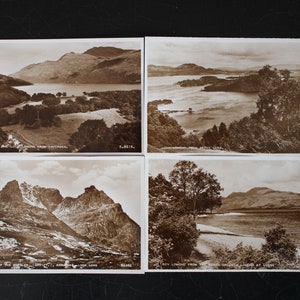 Cartes postales vintage Loch Lomond & Loch Long sépia avec photo réelle - Mid Century, Unposted Photographs - Écosse, Highlands écossais, Luss, Cordonnier