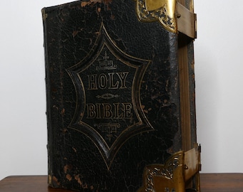 Gustave Doré Illustrated Victorian Family Bible – Large Folio with Brass Clasps – Illustrated National Family Bible (c.1890)