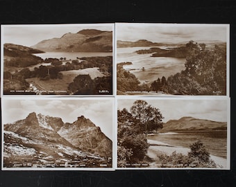 Cartes postales vintage Loch Lomond & Loch Long sépia avec photo réelle - Mid Century, Unposted Photographs - Écosse, Highlands écossais, Luss, Cordonnier