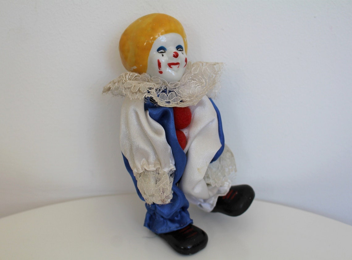 Creepy Clown Ornament Vintage 1980s Porcelain Statue Etsy