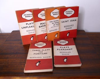 Libros de bolsillo antiguos de Bernard Shaw de Penguin - Originales naranjas - Décadas de 1930 a 1940 - Obras de teatro: Agradable, Desagradable, Santa Juana, Mayor Bárbara