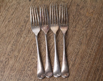 Antique Silver Plated Fork Set - Made in England - 17cm Long, 161g Total Weight - Vintage Early Century Kitchenware