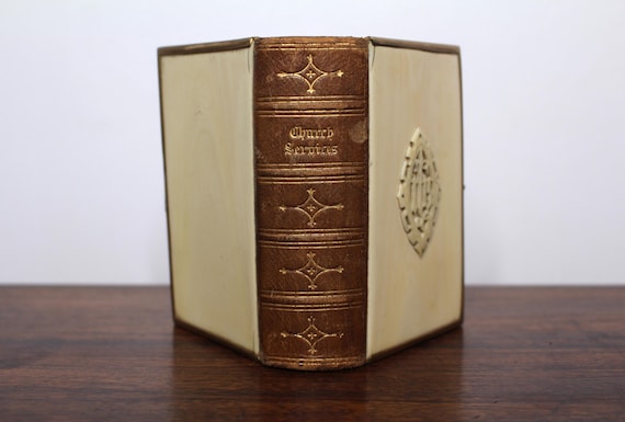 Antique 1865 Leather & Ivorine Holy Bible and Book of Common