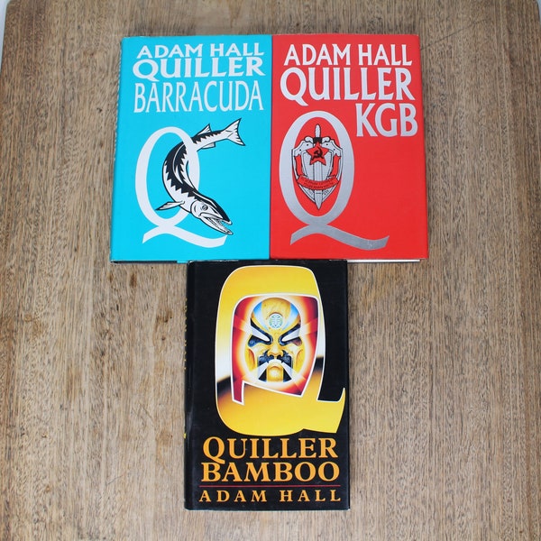 Adam Hall Quiller First Edition Book Set - Barracuda / KGB / Bamboo - Publ. Headline & W H Allen - Hardbacks with Dust Jackets