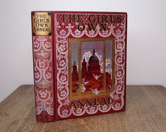 Girl&#39;s Own Annual XXIV (24), 1902-03 - Antique Red Clothbound & Gilt Children&#39;s Book, Illustrated - Decorative Early Century Edwardian Item