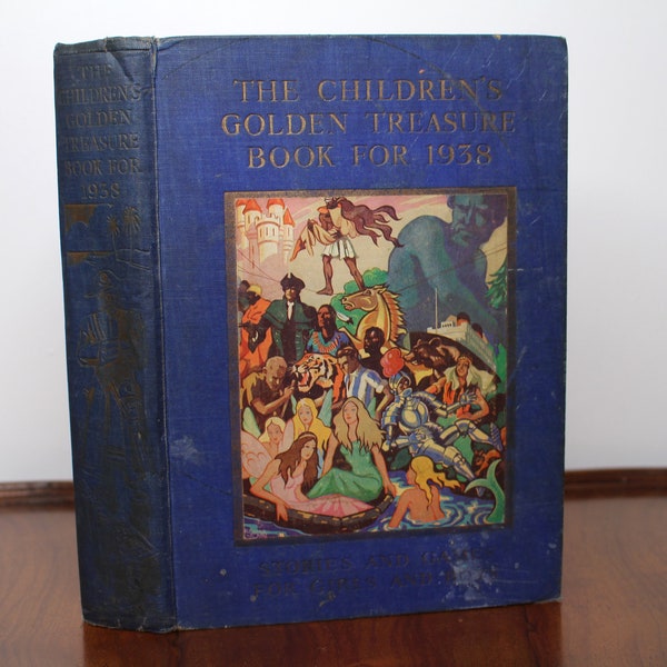 The Children's Golden Treasure Book For 1938 - Odhams Press, London - Antique Pre-War Hardback - Fairy Tales, Puzzles, Jokes & Riddles