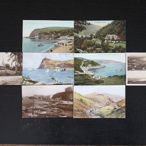 Antike 1920er Jahre Isle of Man Postkarten - Anfangs Jahrhundert, Mischung aus echtem Foto & gemaltem - Ramsey, Port Erin, Snaefell - Vintage IOM Fotografien
