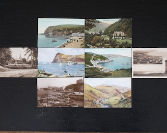 Cartes postales anciennes de l'île de Man des années 1920 - début du siècle, mélange de vraies photos et de peintures - Ramsey, Port Erin, Snaefell - photographies de l'OIM vintage