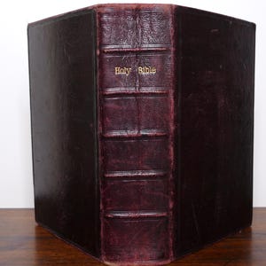 1872 Red Morocco Leather Holy Bible - Old & New Testaments - Oxford University Press - Leatherbound, Appointed, Antique, Victorian