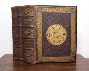 アンティーク　聖書 1853 Antique Leather-bound Holy Bible - Society For