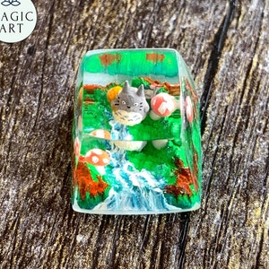 Totoru Natural Landscape & Waterfall Keycap - MAGIC ART-  Cherry keycaps-  ducky keycaps- Artisan Keycap - Special gift ideas-