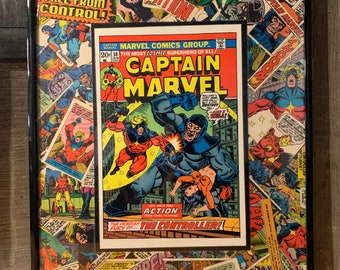 Vintage Captain Marvel #30 12x18 Deconstructed Comic Book Poster (Ready Made)