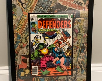 Vintage DEFENDERS 12x18 Framed Deconstructed Comic Book Poster