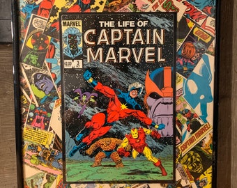 Vintage Captain Marvel #3 12x18 Deconstructed Comic Book Poster (Ready Made)