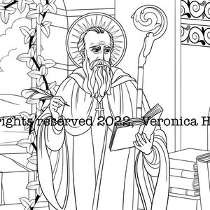 Saint Benedict Coloring Page For Kids 6+ and Adults