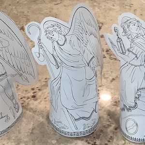 Standing Figures - Archangels Michael, Raphael, and Gabriel Coloring Craft For Kids and Adults