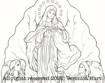 Mary Undoer of Knots - Catholic Coloring Page - Kids and Adults