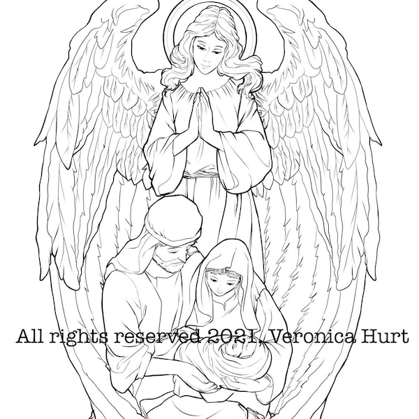 The Holy Family Catholic Coloring Page - Kids and Adults