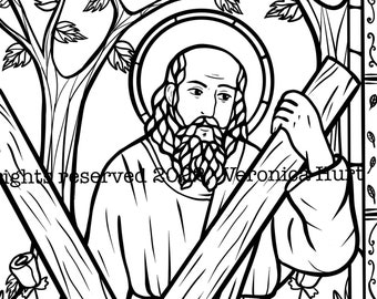 St Andrew Catholic Coloring Page Stained Glass For Kids 6+ and Adults