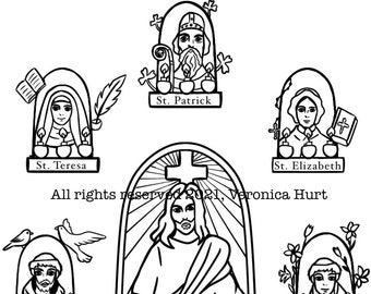Catholic All Saints’ Day Coloring Poster Page for Kids 6+ And Adults