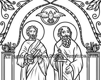 Saints Peter and Paul Coloring Page For Kids 6+ and Adults