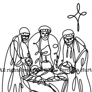 Catholic Minimalist Epiphany Three Wise Men Coloring Page For Kids 6+ And Adults
