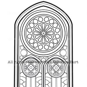 Catholic Stained Glass Rose Windows Coloring Page For Adults and Kids 6+