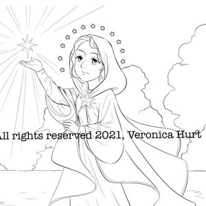 Our Lady, Star Of The Sea Stella Maris Coloring Page For Catholic Kids and Adults