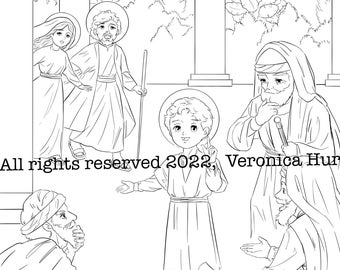 The Finding of Jesus in the Temple Coloring Page For Kids and Adults