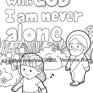 With God, I Am Never Alone Coloring Page Anti-Bullying For Catholic Kids 6+