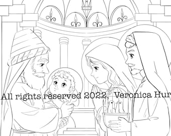 The Presentation of Jesus Coloring Page For Kids and Adults