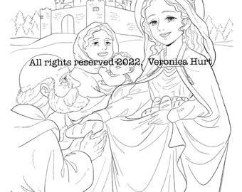 St Elizabeth of Hungary Catholic Coloring Page For Kids 6+ and Adults