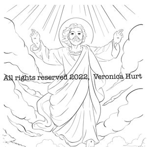 The Ascension of Jesus Coloring Page For Kids and Adults