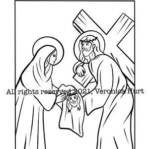 Saint Veronica Coloring Page For Kids and Adults - July Feast Day Saint