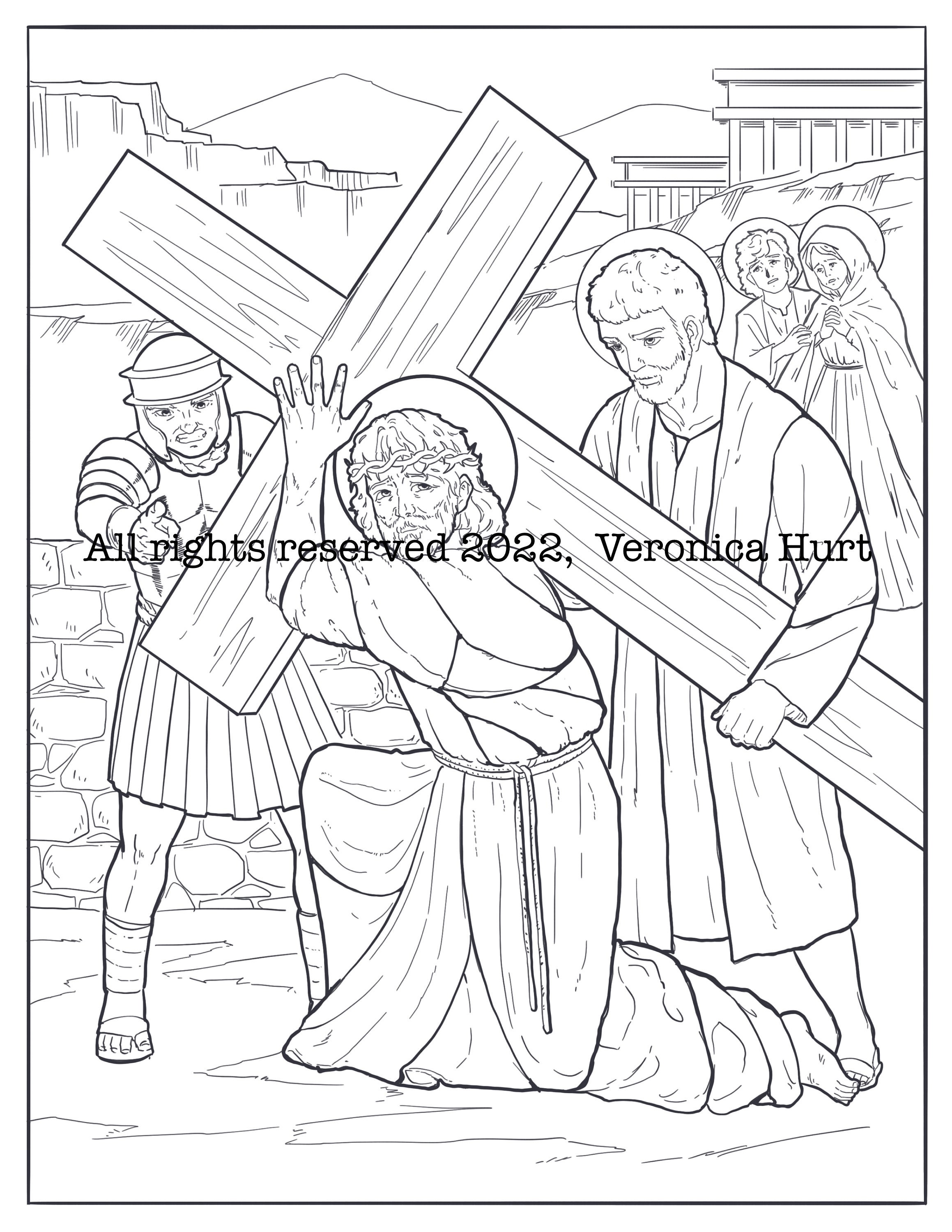 The Sorrowful Mysteries of the Rosary Coloring Page Value Pack for Kids ...