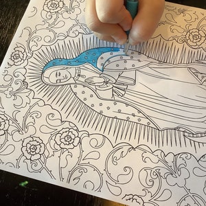 Pagina da colorare della Madonna di Guadalupe - Festa del Santo di dicembre - Stile vetrate per bambini dai 6 anni in su e adulti