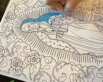 Our Lady of Guadalupe Coloring Page - December Saint Feast Day - Stained Glass Style For Kids 6+ and Adults