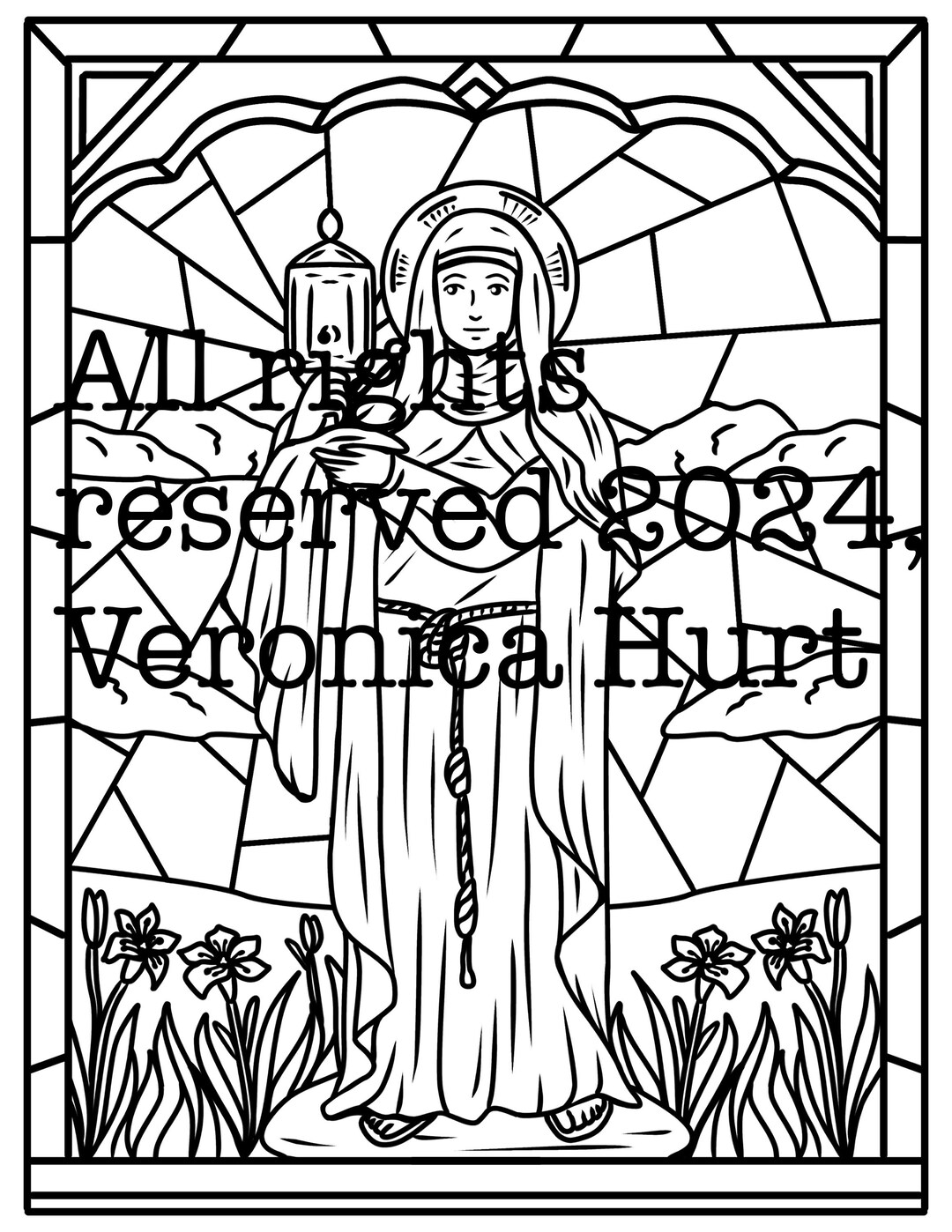St. Clare of Assisi Catholic Coloring Page Stained Glass for Kids 6 and ...