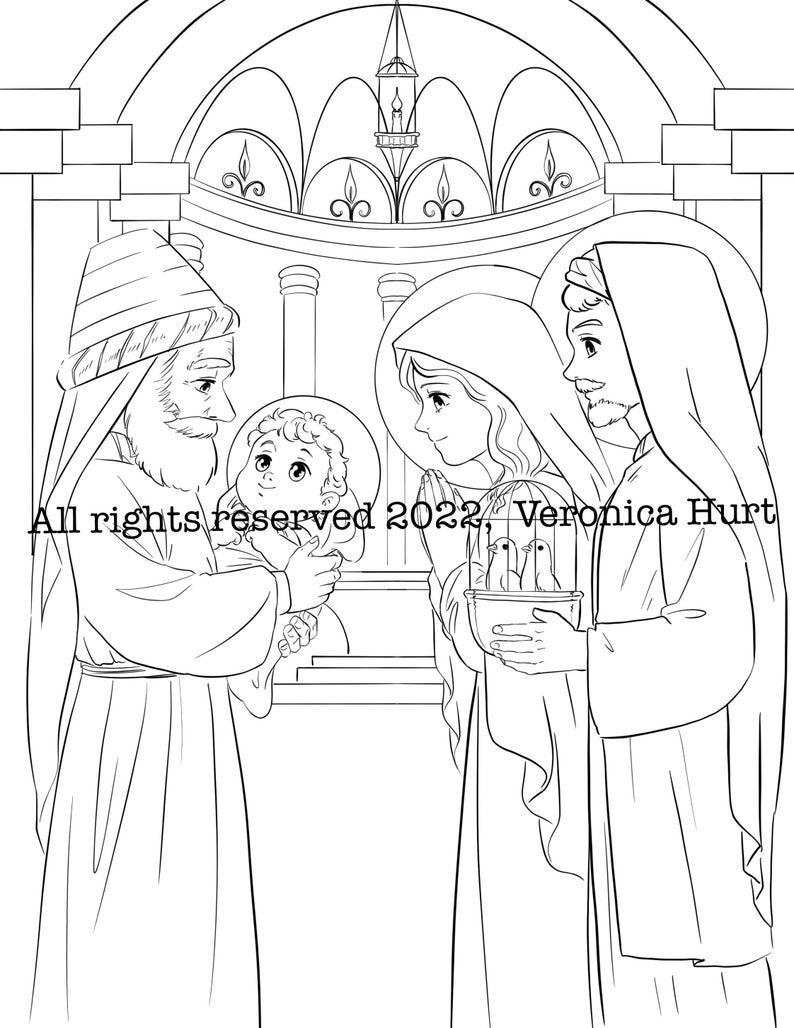 The Presentation of Jesus Coloring Page For Kids and Adults image 1