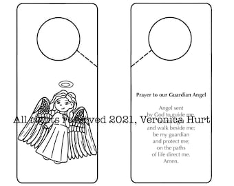 Catholic "Angel of God" and "Prayer To Our Guardian Angel" Door Hangers Craft For Kids 5+ - Includes Two Door Hangers