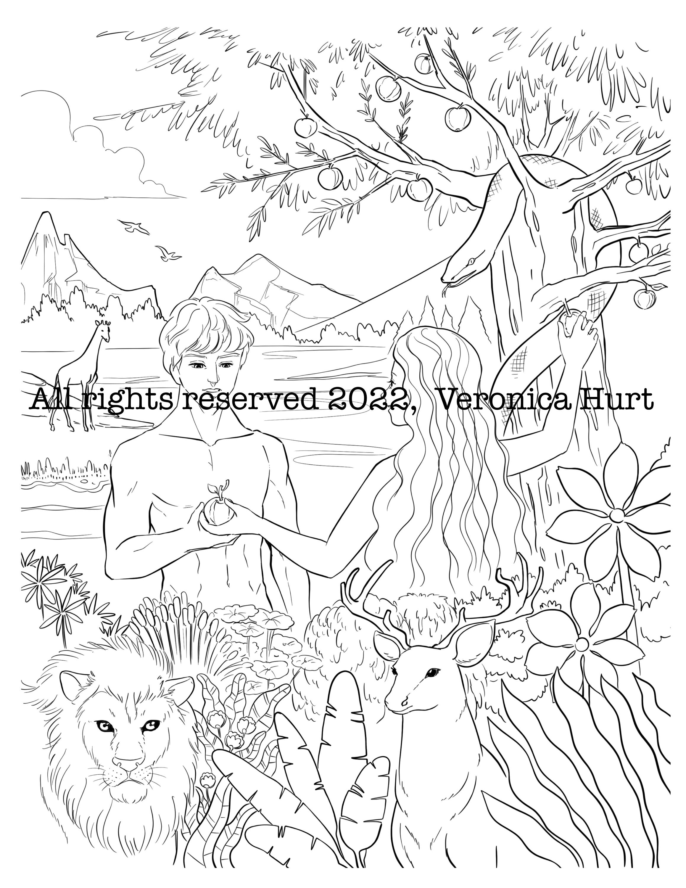 Adam and Eve in the Garden of Eden {Colouring Mat} Adam and Eve in the Garden of Eden {Colouring Mat}