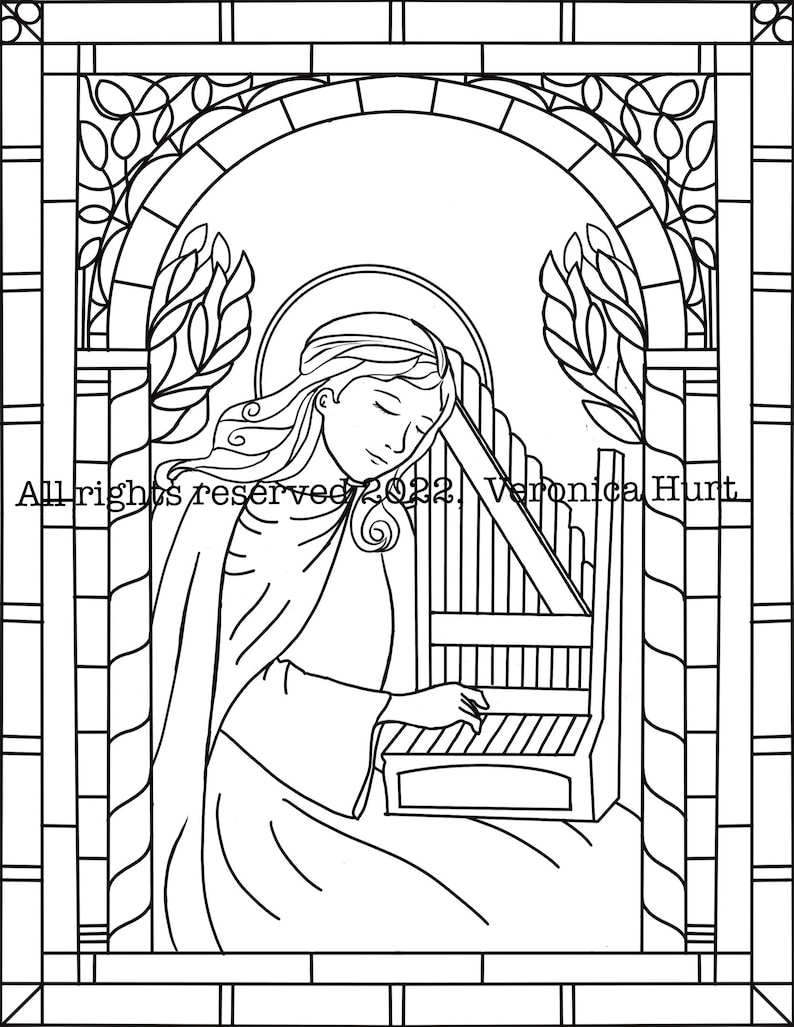 Saint Cecilia November Feast Day Stained Glass Coloring Page - Etsy