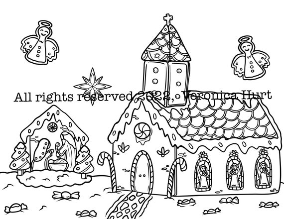 Actividad para colorear de la iglesia de pan de jengibre - Etsy España Actividad para colorear de la iglesia de pan de jengibre - Etsy España